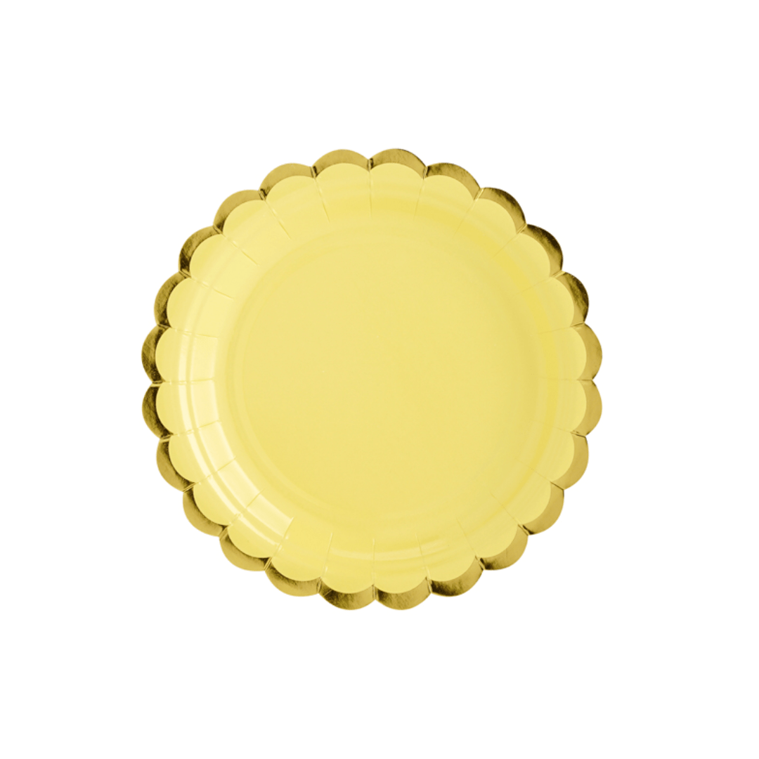C-1087 Plato amarillo pastel borde dorado 6un - Imagen 1