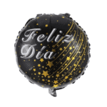 Globo 45cm feliz día negro estrellas  un