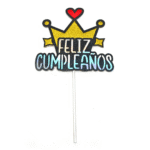 Topper feliz cumpleaños corona cartón un