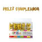 Vela letras feliz cumpleaños doradas un