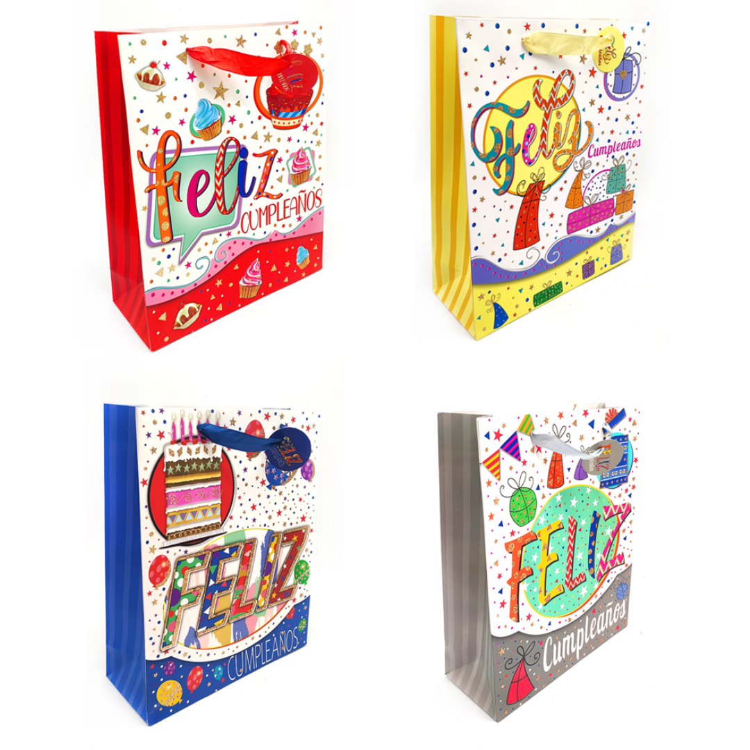 Bolsa feliz cumpleaños 30x40 Bolsa de regalo FC 30x40cm un - Imagen 1