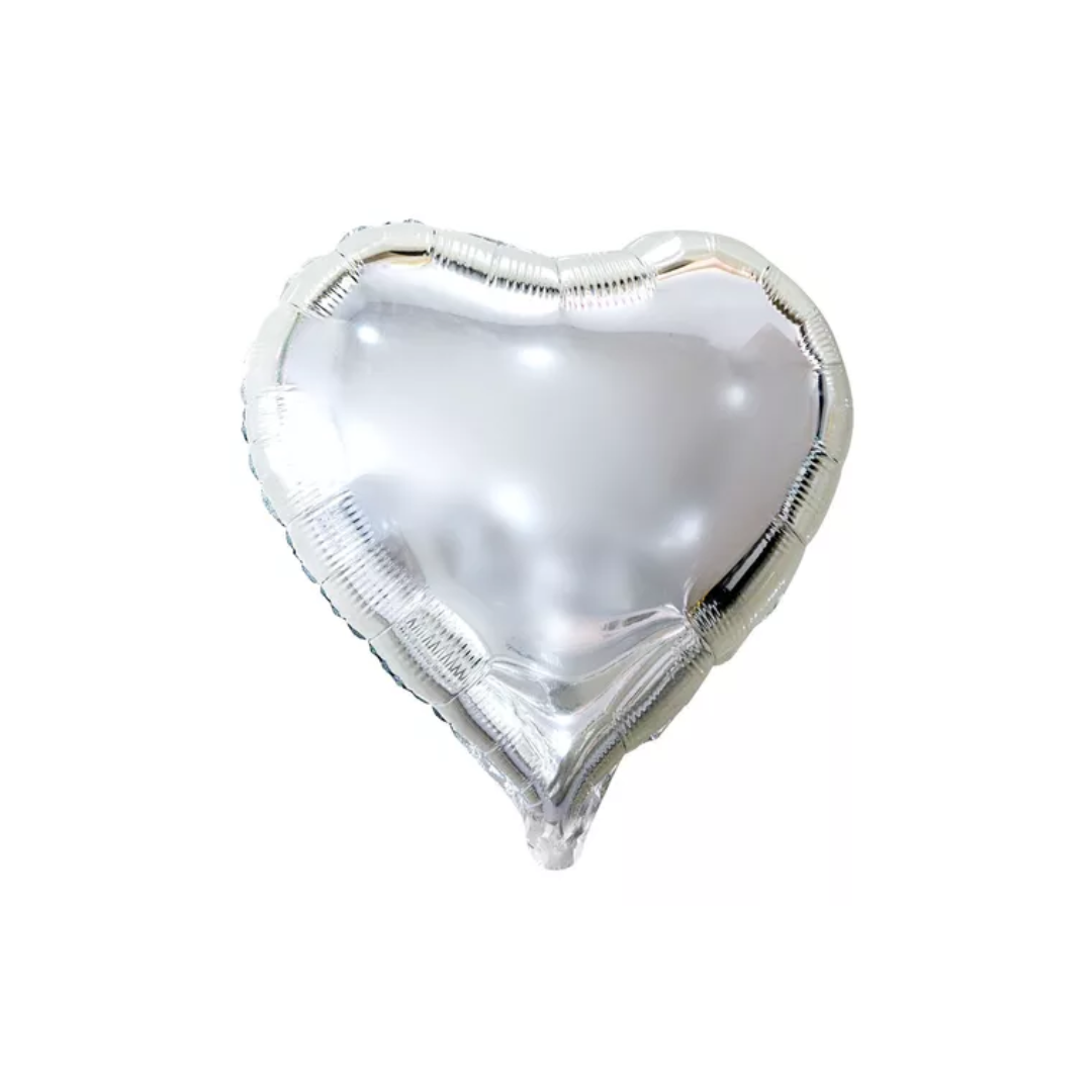 Globo corazón plateado 10 Globo 10" corazón plateado liso un - Imagen 1