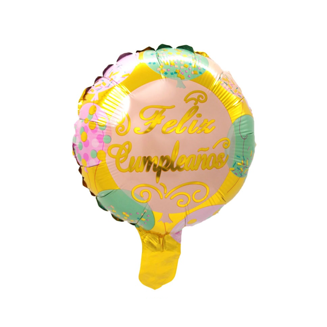 Globo feliz cumpleaños dorado Globo 10" FC dorado un - Imagen 1