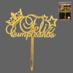 Topper feliz cumpleaños corona un