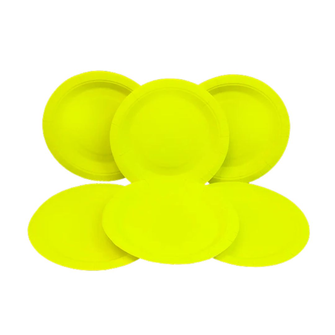 Amarillo platos fluor Plato cartón flúor amarillo 6 un - Imagen 1