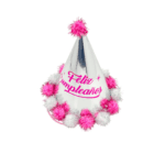 Gorro cono FC rosado pompones un