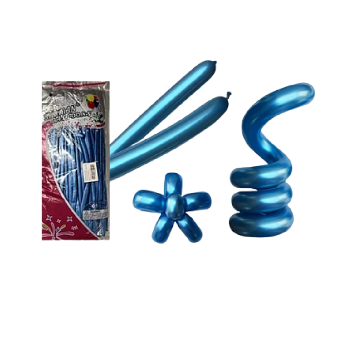 Largos azul Globos largos Cromados azul 100un - Imagen 1