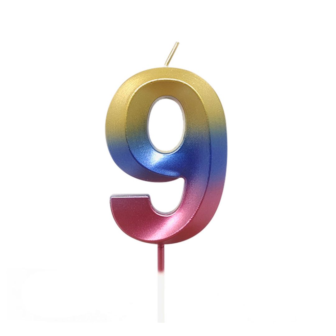 vela cromo 9 Vela número 9 multicolor un - Imagen 1