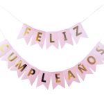 Banderín rosa claro/dorado F.C un