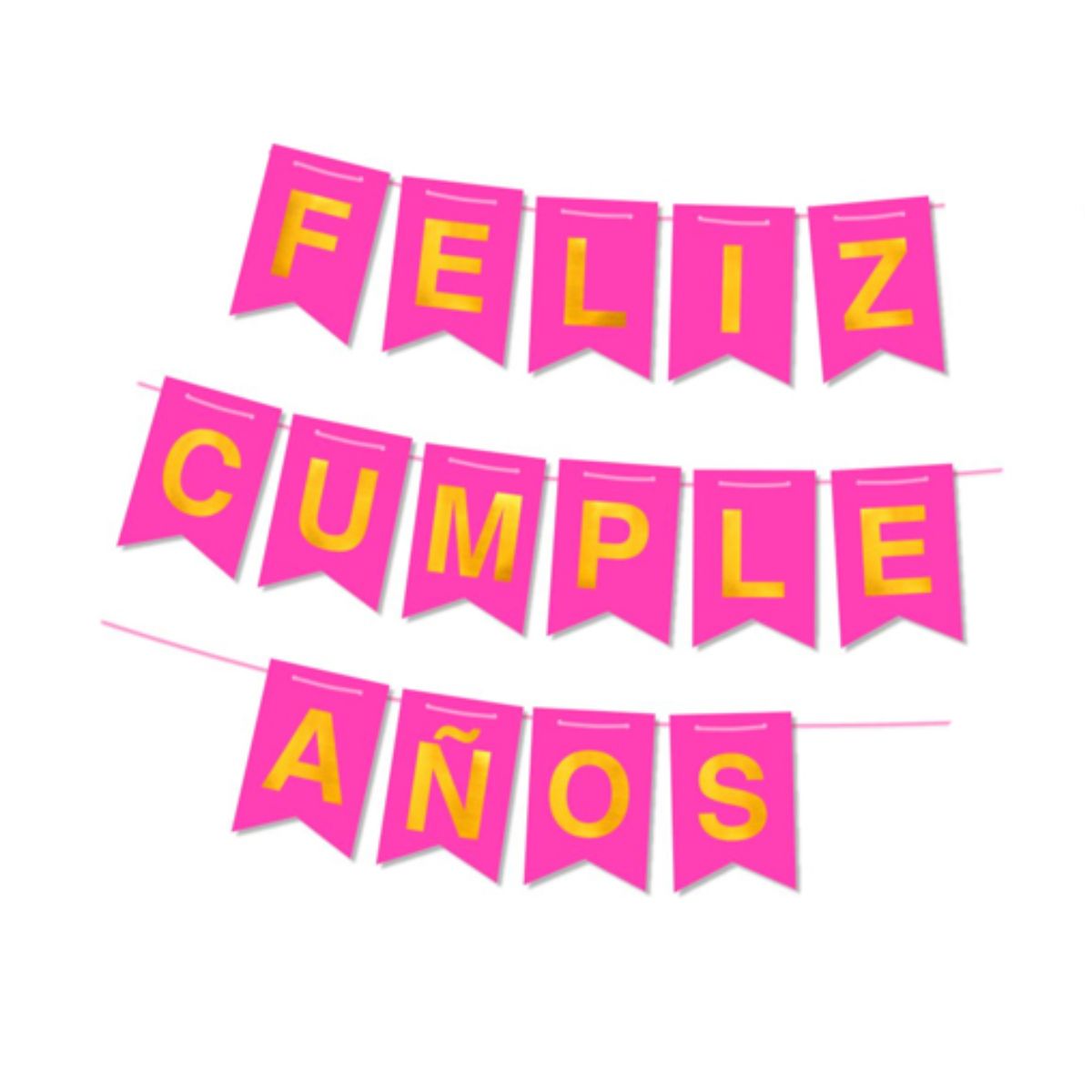 guirnalda fluor fucsia Banderín flúor fucsia/dorado F.C un - Imagen 1