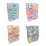 Bolsa de regalo flores brillo 26x32cm un
